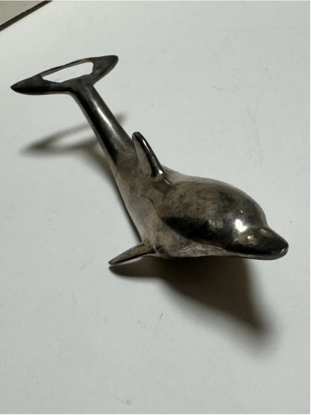 Vintage Silver Plated Dolphin Bottle Opener Cap and Twist 6.5